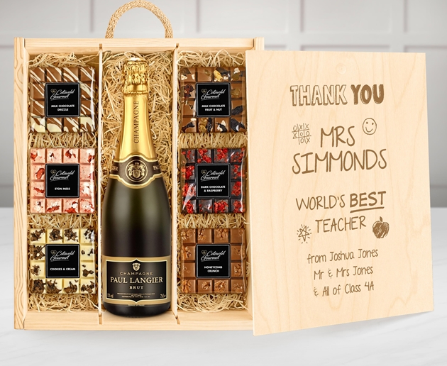 Gifts For Teachers Large Personalised Chocolate Tasting Experience With Champagne